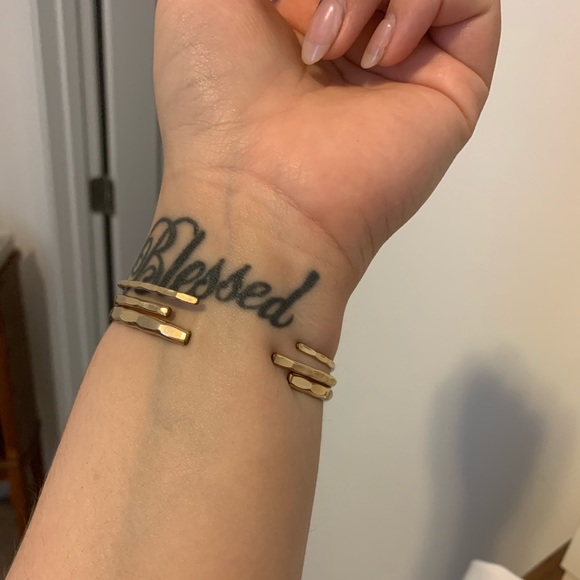 Hammered Gold Cuff Bracelets - Picture 3 of 6